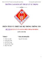 ĐỀ TÀI:QUẢN LÝ CỦA HÀNG ĐIỆN THOẠI DI ĐỘNG