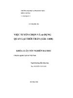Khoá luận tốt nghiệp việc tuyển chọn và sử dụng quan lại thời trần (1226   1400) 