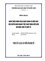 Hoàn thiện chính sách cạnh tranh và kiểm soát độc quyền kinh doanh ở Việt Nam trong điều kiện hội nhập kinh tế quốc tế.PDF