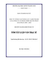 Đầu tư nâng cao năng lực cạnh tranh của Công ty cổ phần thiết bị Tân Phát giai đoạn 2008-2020