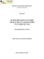 Đa dạng hoá dịch vụ tài chính cho xuất khẩu của doanh nghiệp vừa và nhỏ Việt nam
