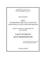 Hoàn thiện công tác quản trị nguồn nhân lực tại cục thuế tỉnh vĩnh long