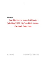 Hoạt động cho vay trung và dài hạn tại ngân hàng tmcp việt nam thịnh vượng – chi nhánh thăng long 