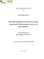 Hoàn thiện hệ thống báo cáo tài chính với việc tăng cường quản lý tài chính tại công ty vận tải và xây dựng (TRANCO)