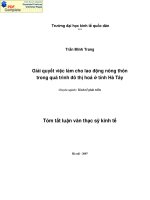 Giải quyết việc làm cho lao động nông thôn trong quá trình đô thị hoá ở tỉnh Hà Tây