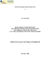 Hoàn thiện cơ chế kiểm soát chi thường xuyên ngân sách nhà nước qua kho bạc nhà nước Việt nam (Lấy ví dụ ở kho bạc nhà nước tỉnh Nam Định)