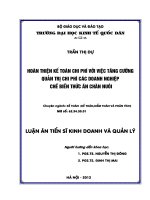 Hoàn thiện kế toán chi phí với việc tăng cường quản trị chi phí trong các doanh nghiệp chế biến thức ăn chăn nuôi 
