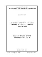 Phát triển kinh tế hộ nông dân trên địa bàn huyện lâm thao tỉnh phú thọ