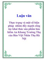 hực trạng và một số biện pháp nhằm đẩy mạnh công tác khai thác sản phẩm bảo hiểm an khang trường thọ của bảo việt nhân thọ hà nội 
