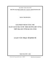 Giải pháp nhằm tăng thu ngân sách nhà nước theo hướng bền vững trên địa bàn tỉnh quảng ninh