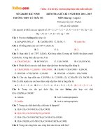 Đề thi giữa học kì 1 môn Hóa học lớp 12 trường THPT Lý Thái Tổ, Bắc Ninh năm học 2016 - 2017