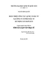 Hoàn thiện công tác lập dự án đầu tư tại Công ty cổ phần đầu tư bất động sản Hapulico