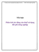 Phân tích tác động của thuế sử dụng đất phi nông nghiệp 