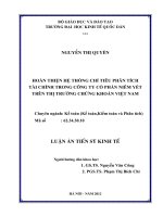 Hoàn thiện hệ thống chỉ tiêu phân tích tài chính trong các công ty cổ phần niêm yết trên thị trường chứng khoán việt nam 