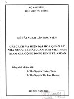 cải cách và hiện đại hóa quản lý nhà nước về hải quan khi việt nam tham gia cộng đồng kinh tế asean  