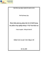 Hoàn thiện phương pháp tính chỉ số khối lượng sản phẩm công nghiệp tháng ở Việt nam hiện nay