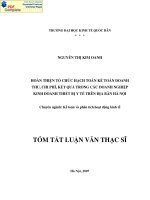 Hoàn thiện tổ chức hạch toán kế toán doanh thu, chi phí, kết quả trong các doanh nghiệp kinh doanh thiết bị y tế trên địa bàn Hà Nội