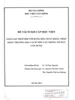 gian lận thuế đối với hàng hóa xuất khẩu nhập khẩu thương mại  cách tiếp cận thông tin bất cân xứng