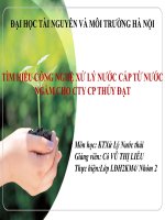 Tìm hiểu công nghệ xử lý nước cấp từ nước ngầm cho cty cp thúy đạt 