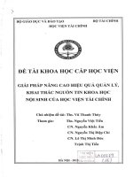 giải pháp nâng cao hiệu quả quản lý khai thác nguồn tin khoa học nội sinh của học viện tài chính 