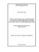 Nâng cao năng lực cạnh tranh của dịch vụ bảo hiểm xe cơ giới tại Tổng công ty Bảo hiểm Bảo Việt