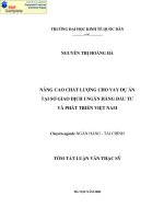 Nâng cao chất lượng cho vay dự án tại sở giao dịch I ngân hàng đầu tư và phát triển Việt nam