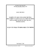 Nghiên cứu khả năng sinh trưởng, phát triển và năng suất của một số giống ngô lai mới tại huyện bắc quang, tỉnh hà giang 