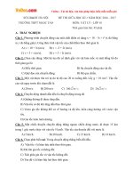 Đề thi giữa học kì 1 môn Vật lý lớp 10 trường THPT Ngọc Tảo, Hà Nội năm học 2016 - 2017