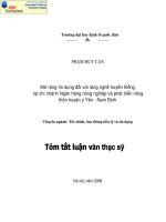 Mở rộng tín dụng đối với làng nghề truyền thống tại chi nhánh ngân hàng nông nghiệp và phát triển nông thôn Huyện Ý Yên - Nam Định