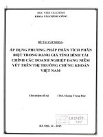 áp dụng phương pháp phân tích phân biệt trong đánh giá tình hình tài chính các doanh nghiệp đang niêm yết trên thị trường chứng khoán việt nam 