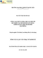Nâng cao chất lượng cho vay đối với hộ nghèo tại chi nhánh ngân hàng chính sách xã hội thành phố Hải Dương