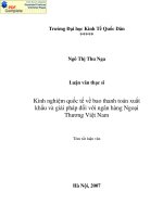 Kinh nghiệm quốc tế về bao thanh toán xuất khẩu và giải pháp đối với ngân hàng Ngoại thương Việt nam