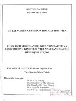 phân tích mối qua hệ giữa vốn đầu tư và tăng trưởng kinh tế ở  việt nam bằng các mô hình định lượng