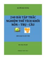 240 BÀI TẬP TRẮC NGHIỆM THỂ TÍCH NÓN  TRỤ CẦU