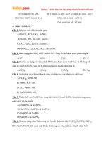 Đề thi giữa học kì 1 môn Hóa học lớp 11 trường THPT Ngọc Tảo, Hà Nội năm học 2016 - 2017