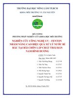 Nghiên cứu công nghệ UV–Fenton nhằm năng cao hiệu quả xử lý nước rỉ rác tại bãi chôn lấp chất thải rắn Nam Bình Dương