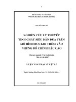 Nghiên cứu lí thuyết tính chất siêu dẫn dựa trên mô hình BCS khi thêm vào những bổ chính bậc cao