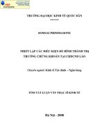 Thiết lập các điều kiện để hình thành thị trường chứng khoán tại CHDCND Lào