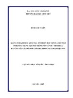 Quản lý hoạt động kiểm tra đánh giá học tập của học sinh ở trường THPT Nguyễn Du - Thanh Oai đáp ứng yêu cầu đổi mới giáo dục trong giai đoạn hiện nay
