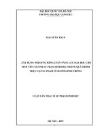 Xây dựng nội dung rèn luyện năng lực dạy học cho sinh viên ngành sư phạm sinh học trong quá trình thực tập sư phạm ở trường phổ thông