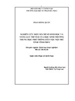 Nghiên cứu một số chỉ số sinh học và năng lực trí tuệ của học sinh trường trung học phổ thông dân tộc nội trú tỉnh Vĩnh Phúc
