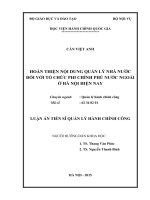 Luận án Tiến sĩ Quản lý hành chính công Hoàn thiện nội dung quản lý nhà nước đối với tổ chức phi chính phủ nước ngoài ở Hà Nội hiện nay