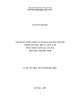 Xây dựng, tuyển chọn và sử dụng bài tập chương Nhóm Nitơ Hóa học 11 nâng cao phát triển năng lực tư duy hóa học cho học sinh