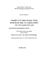 Nghiên cứu một số đặc tính sinh dược học của dịch chiết từ cây Giảo cổ lam (Gynostemma pentaphyllum thunb)