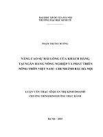 Nâng cao sự hài lòng của khách hàng tại Ngân hàng Nông nghiệp và Phát triển nông thôn Việt Nam chi nhánh Bắc Hà Nội