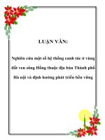 Nghiên cứu một số hệ thống canh tác ở vùng đất ven sông Hồng thuộc địa bàn Thành phố Hà nội và định hướng phát triển bền vững