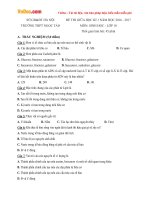 Đề thi giữa học kì 1 môn Sinh học lớp 10 trường THPT Ngọc Tảo, Hà Nội năm học 2016 - 2017