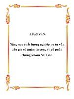 Nâng cao chất lượng nghiệp vụ tư vấn đấu giá cổ phần tại công ty cổ phần chứng khoán Sài Gòn