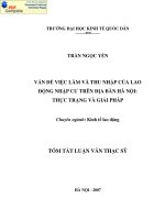Vấn đề việc làm và thu nhập của lao động nhập cư trên địa bàn Hà Nội Thực trạng và giải pháp