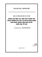 Nâng cao hiệu lực, hiệu quả thanh tra trách nhiệm của các cơ quan hành chính Nhà nước trong việc giải quyết khiếu nại tố cáo
